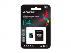 micro SDXC Card ADATA 64GB UHS-I U3 V30S A2 Adapter